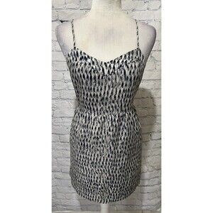 Madewell Silk Sunlight Cami Dress in Painted Feathers Grey Blue Lined Size 2